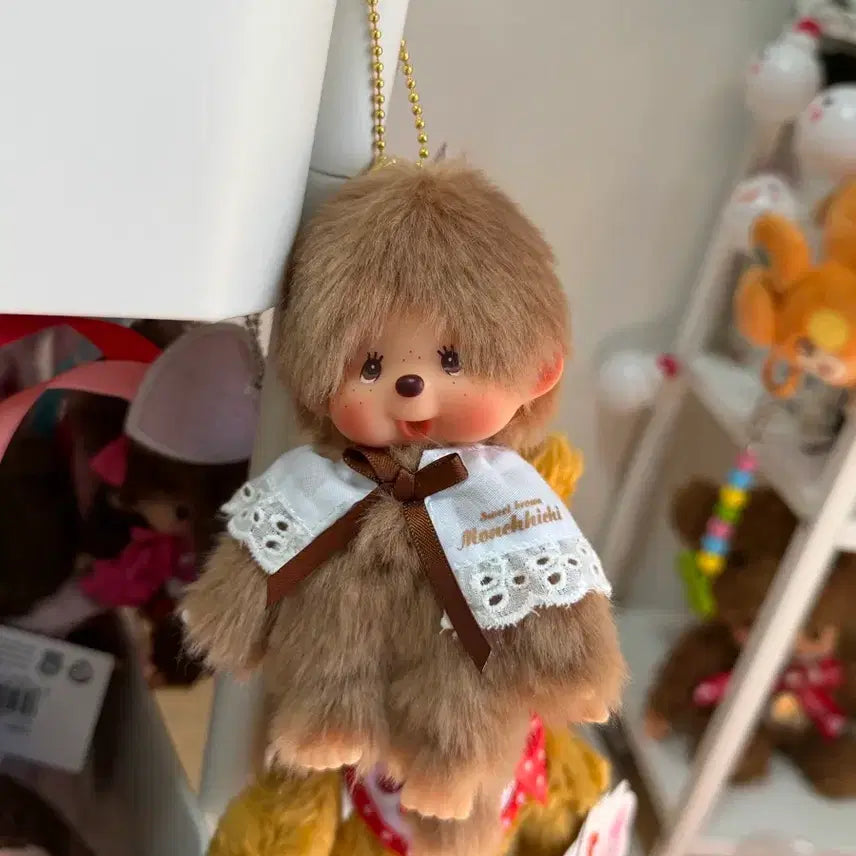 [BUNJANG] Sweet Brown Monchhichi Keychain / (새상품)스위트 브라운 몬치치 키체인