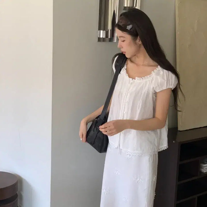 [BUNJANG] Miel White Lace Skirt (M) / 미엘 화이트 레이스 스커트:)