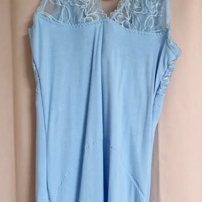 [BUNJANG] Lace Inner Camisole Tank Top - Blue, Size 105 / 레이스 캡내장 런닝.블루105