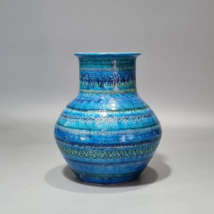 [BUNJANG] Bitossi Rimini Blu Ceramic Vase by Aldo Londi / 빈티지 패턴 블루 도자기 화병