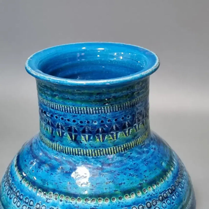 [BUNJANG] Bitossi Rimini Blu Ceramic Vase by Aldo Londi / 빈티지 패턴 블루 도자기 화병