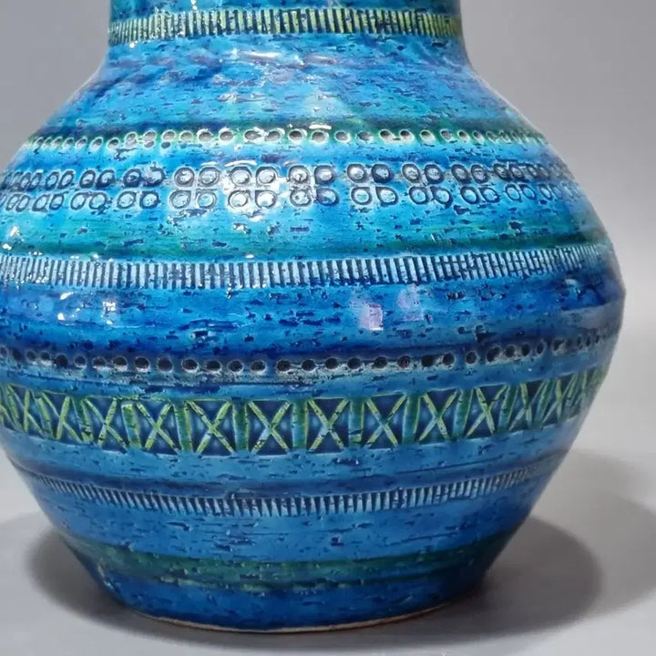 [BUNJANG] Bitossi Rimini Blu Ceramic Vase by Aldo Londi / 빈티지 패턴 블루 도자기 화병