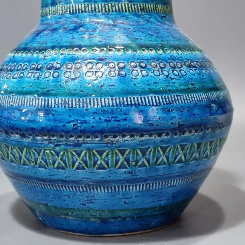 [BUNJANG] Bitossi Rimini Blu Ceramic Vase by Aldo Londi / 빈티지 패턴 블루 도자기 화병