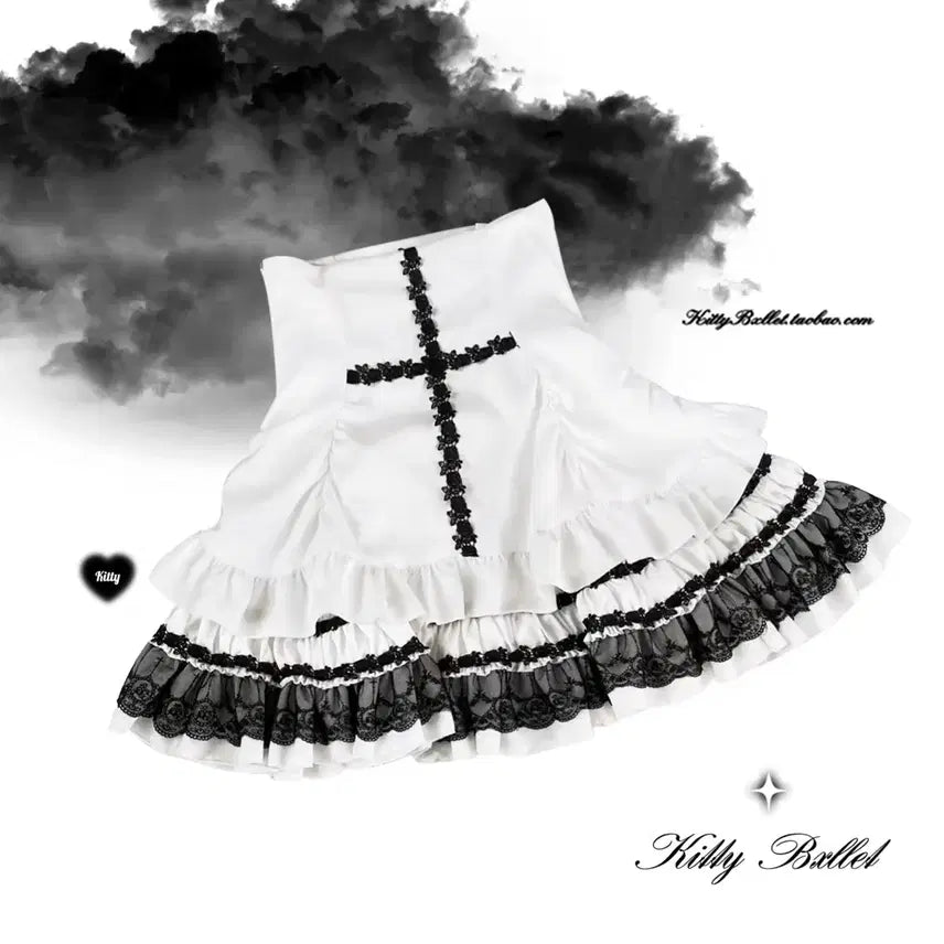[BUNJANG] KittyBxllet Cross Lace Mini Skirt / KittyBxllet 지뢰계 크로스 레이스 미니스커트(3컬러)예약판매