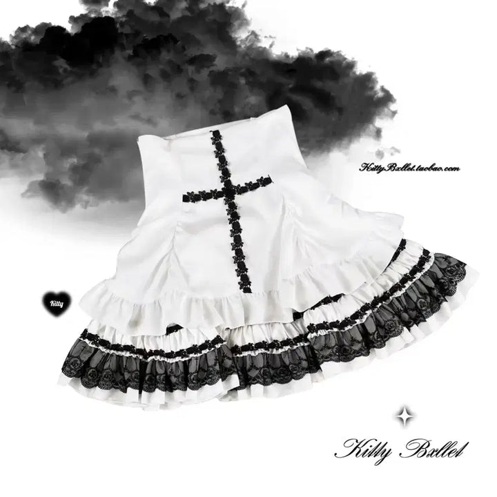 [BUNJANG] KittyBxllet Cross Lace Mini Skirt / KittyBxllet 지뢰계 크로스 레이스 미니스커트(3컬러)예약판매