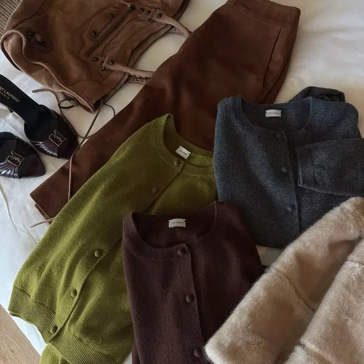 [BUNJANG] The Loran Exclusive 100% Cashmere Olive Cardigan (New) / 더로랑 익스클루시브 캐시미어 100 올리브 가디건 새상품