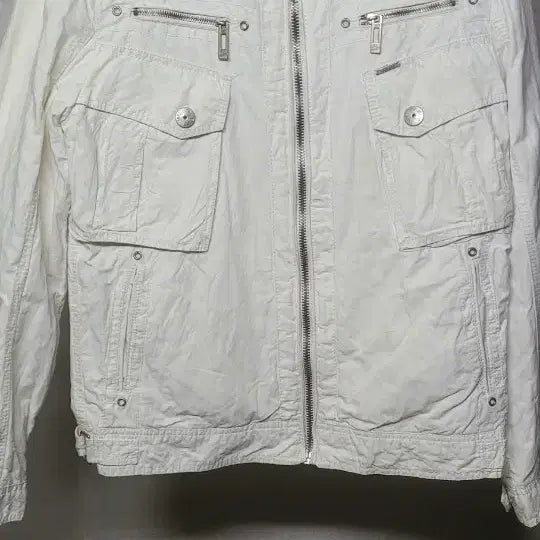 [BUNJANG] White Pocket Zipper Jacket / 화이트 포켓 지퍼 자켓100