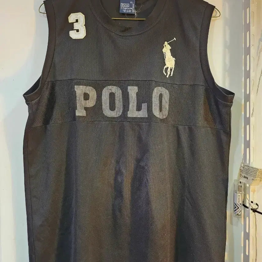 [BUNJANG] Polo Ralph Lauren Black Sleeveless Mesh T-Shirt XL / <만원빈티지 >폴로 블랙 민소매 메시 티셔츠