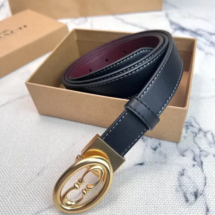 [BUNJANG] Coach Black Leather Belt Gold Buckle / 코치 블랙 가죽 벨트 금장 버클