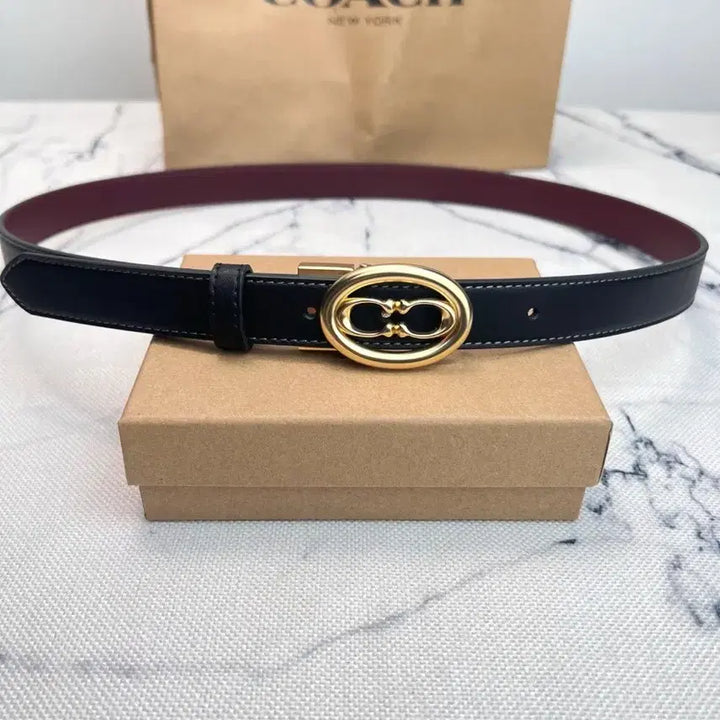 [BUNJANG] Coach Black Leather Belt Gold Buckle / 코치 블랙 가죽 벨트 금장 버클