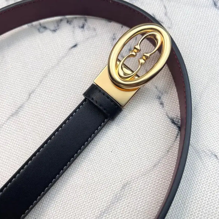[BUNJANG] Coach Black Leather Belt Gold Buckle / 코치 블랙 가죽 벨트 금장 버클