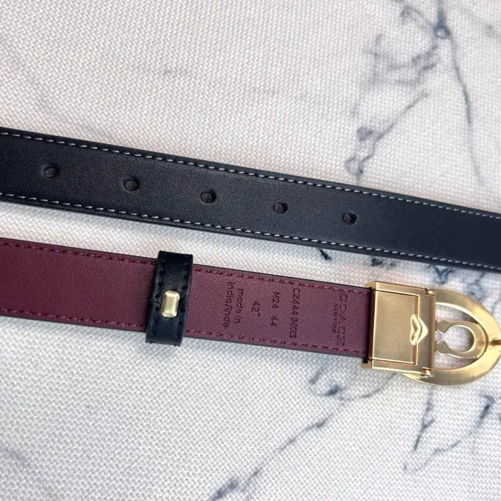 [BUNJANG] Coach Black Leather Belt Gold Buckle / 코치 블랙 가죽 벨트 금장 버클