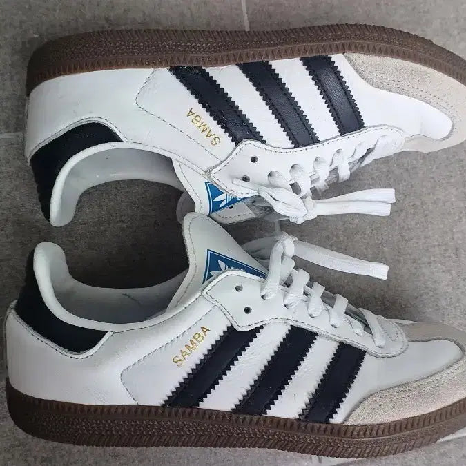 [BUNJANG] Adidas Samba White Black Sneakers 210mm / 아디다스 삼바 흰검 스니커즈 210mm