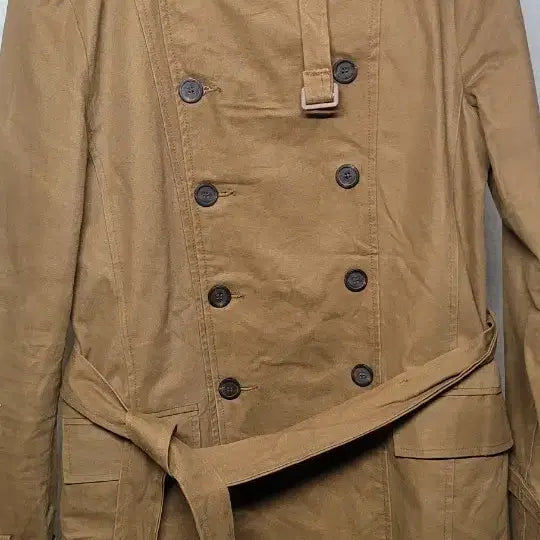[BUNJANG] Double-Button Belted Trench Coat (Khaki, M) / 카키색 더블 버튼 벨트 트렌치 코트 M