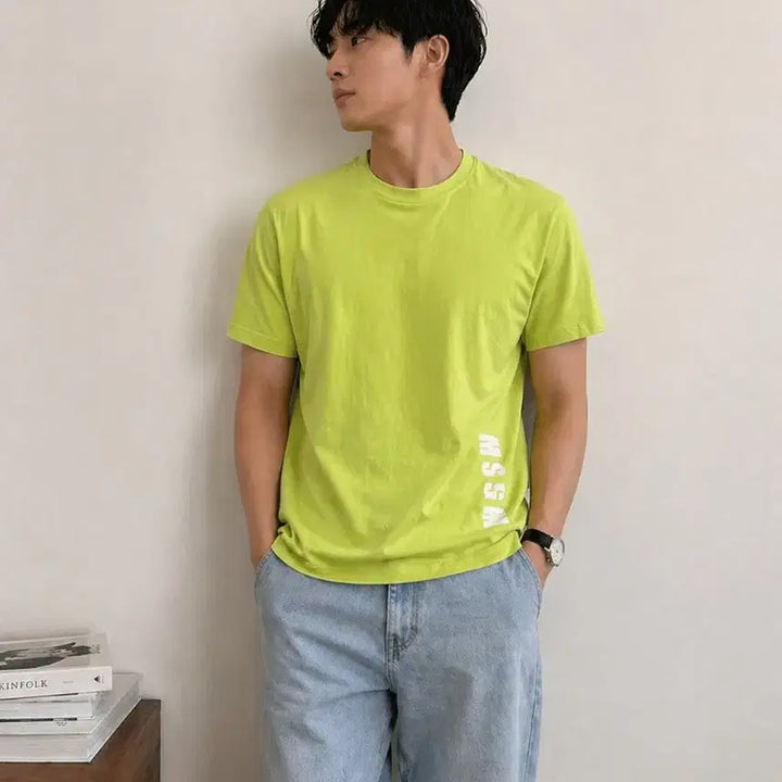 [SOLD OUT] MSGM 형광 네온 반팔티 M 오버핏 빅로고