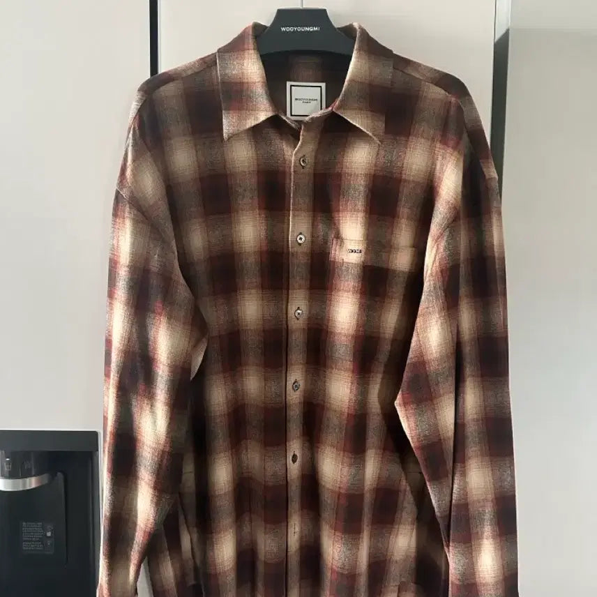 [BUNJANG] Wooyoungmi 24FW Back Logo Check Shirt Brown / [50] 24fw 우영미 백로고 체크 셔츠 브라운