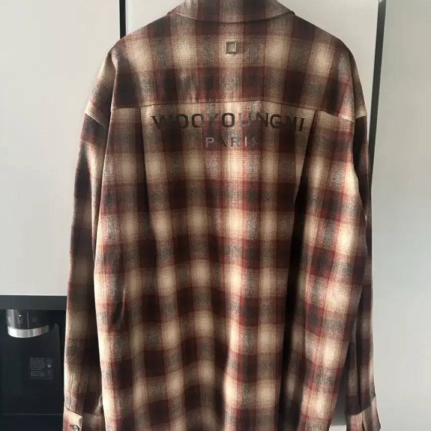 [BUNJANG] Wooyoungmi 24FW Back Logo Check Shirt Brown / [50] 24fw 우영미 백로고 체크 셔츠 브라운