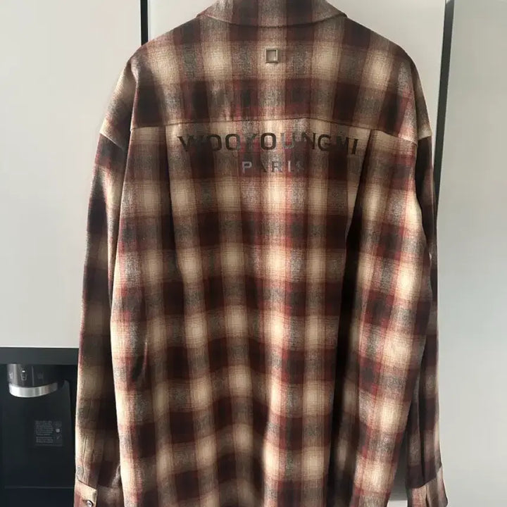 [BUNJANG] Wooyoungmi 24FW Back Logo Check Shirt Brown / [50] 24fw 우영미 백로고 체크 셔츠 브라운
