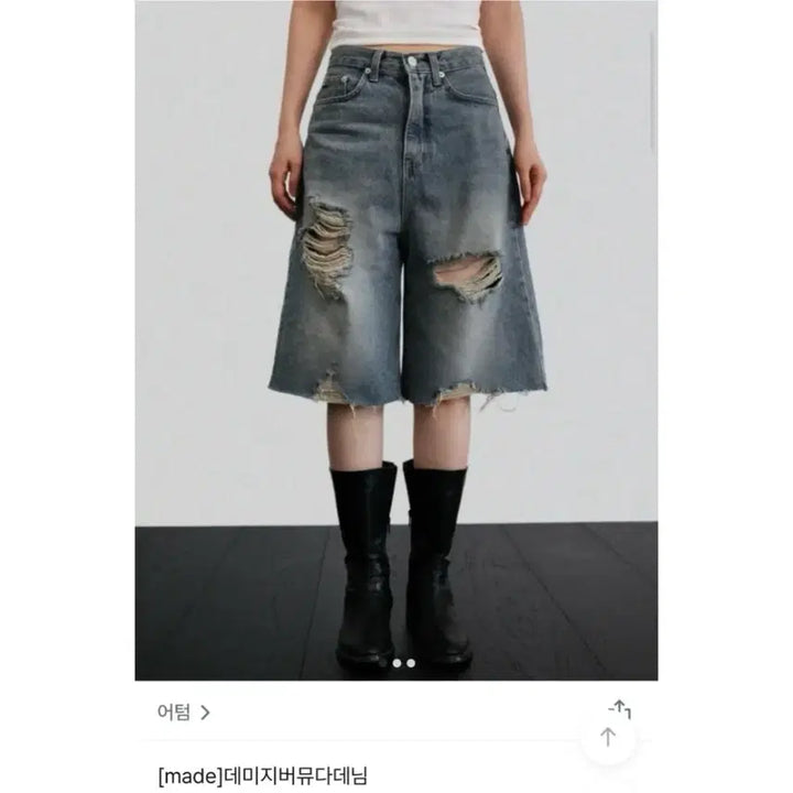 [BUNJANG] Autumn Damage Bermuda Denim Pants / 새상품) 어텀 데미지 버뮤다 데님 팬츠 지그재그 에이블리