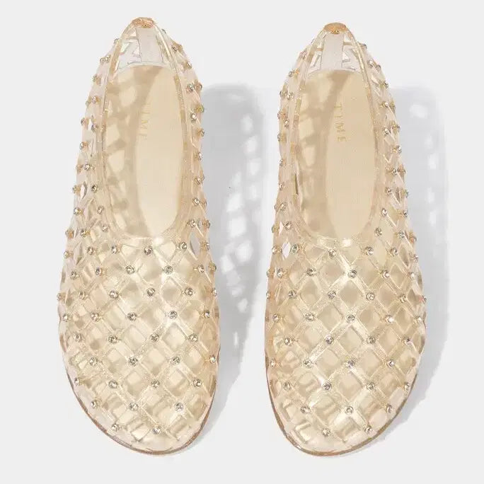 [BUNJANG] TIME by TIME Gelato Flat Shoes Champagne / 한섬 타임 브리즈 젬 젤리 플랫