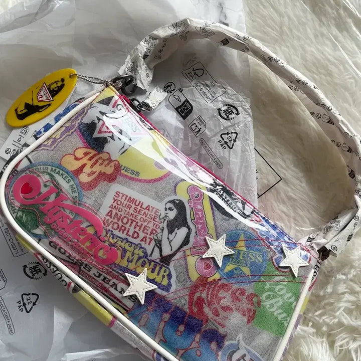 [BUNJANG] Hysteric Glamour X Guess Jeans Printed Baguette Bag Shoulder Bag / (새상품) 히스테릭 글래머 X 게스 진스 프린티드 바게트 백 숄더 백