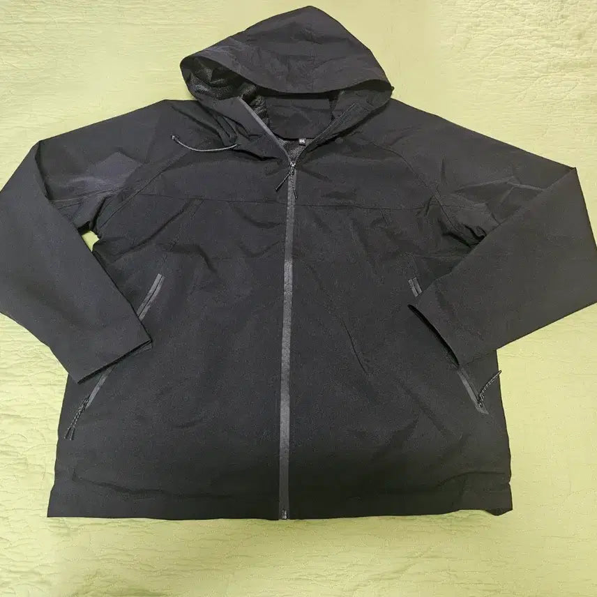 [BUNJANG] Black Hooded Windbreaker Jacket 2XL / 최상급 시크한 블랙 후드 바람막이 2XL