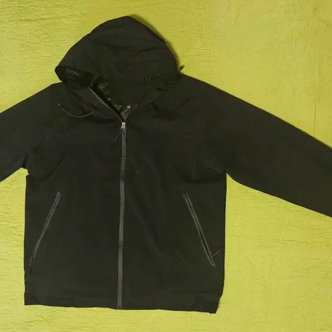 [BUNJANG] Black Hooded Windbreaker Jacket 2XL / 최상급 시크한 블랙 후드 바람막이 2XL