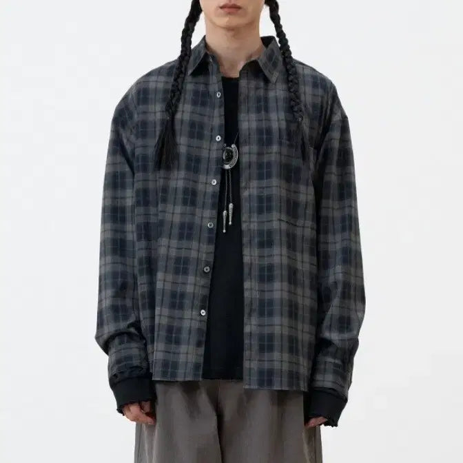 [BUNJANG] Arban Old Film Check Shirt Sage Khaki Size 3 / (3)아르반 올드 필름 체크 셔츠 세이지 카키