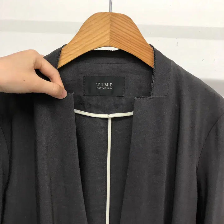 [BUNJANG] TIME Linen Blend Open Charcoal Jacket / 타임 린넨 혼방 오픈 차콜 자켓 55