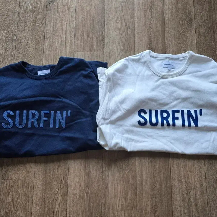 [BUNJANG] Espionage Surfin T-Shirt Bundle Set L White/Navy (Set of 2) / 2벌일괄)에스피오나지 서핀 반팔티 L 새제품 팝니다