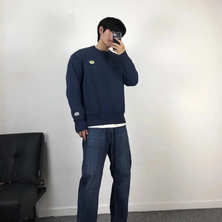 [BUNJANG] 나이키 정품 에어모지 크루탑 맨투맨 네이비 / 나이키 정품 에어모지 크루탑 맨투맨 네이비