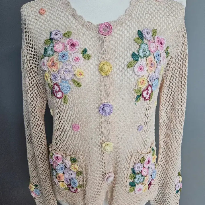 [SOLD OUT] 빈티지 꽃자수 크로셰 뜨개 가디건