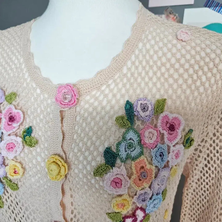 [SOLD OUT] 빈티지 꽃자수 크로셰 뜨개 가디건