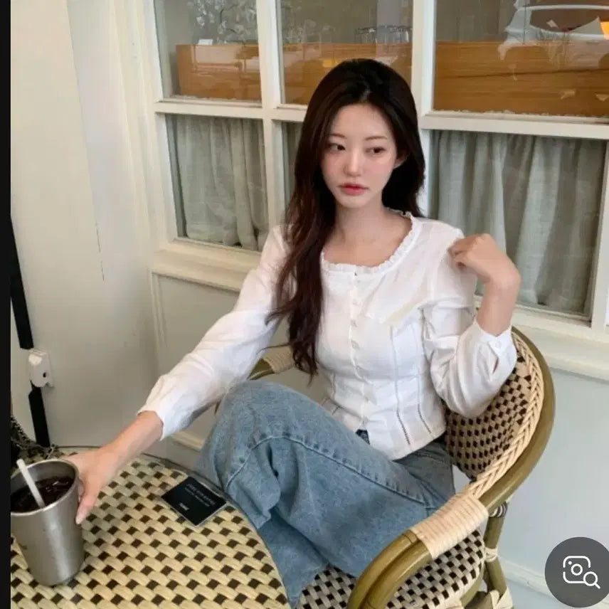 [BUNJANG] Jenio Lettersquare Blouse Ivory S / 제니오 레터스퀘어 블라우스 아이보리 s