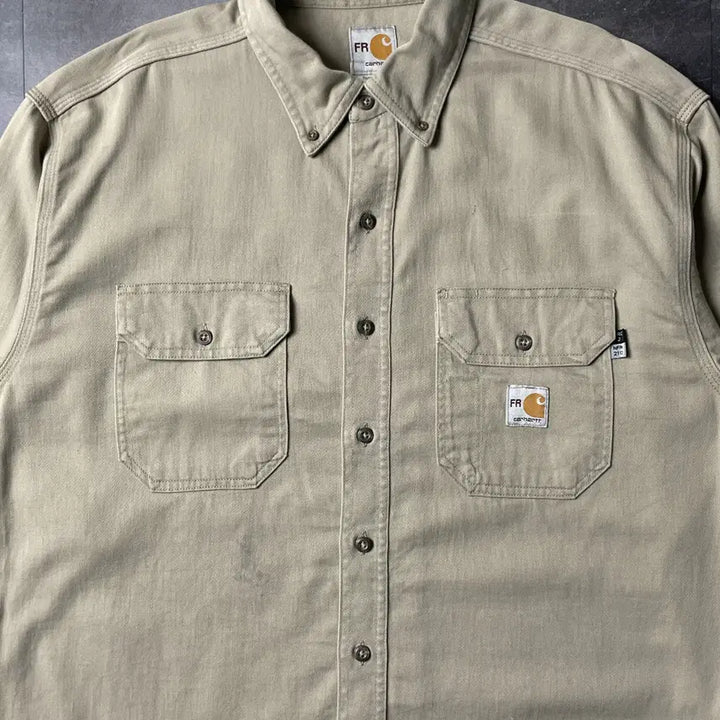 [BUNJANG] CARHARTT 칼하트 빈티지 베이지 플랩포켓 워크 셔츠 A00883 / CARHARTT 칼하트 빈티지 베이지 플랩포켓 워크 셔츠 A00883