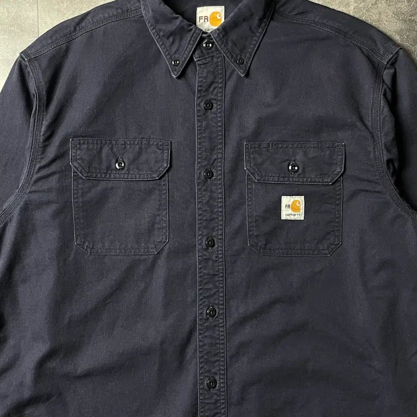 [BUNJANG] CARHARTT 칼하트 빈티지 네이비 플랩포켓 워크 셔츠 A00884 / CARHARTT 칼하트 빈티지 네이비 플랩포켓 워크 셔츠 A00884