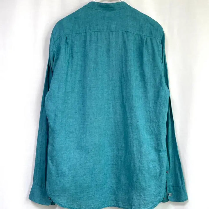 [SOLD OUT] 한섬 타임옴므 TIME 논카라 브이넥 린넨 셔츠 100 _ 청록