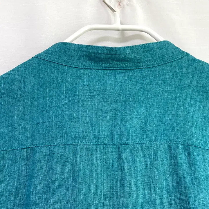 [SOLD OUT] 한섬 타임옴므 TIME 논카라 브이넥 린넨 셔츠 100 _ 청록
