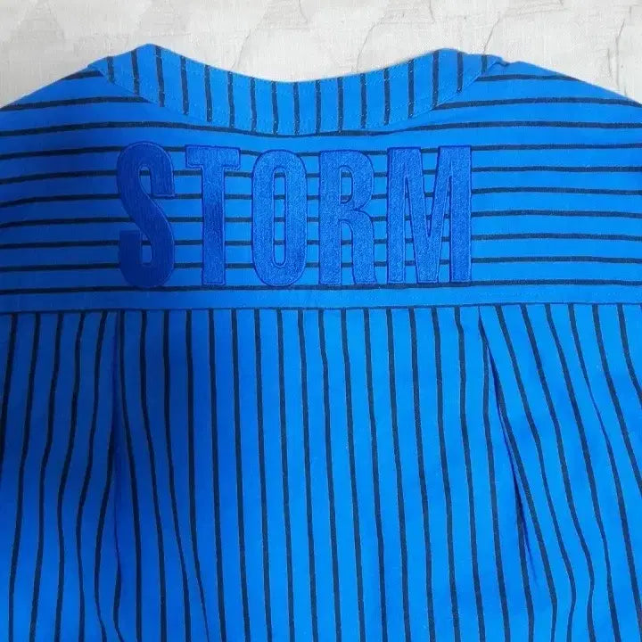 [BUNJANG] Storm London Blue Striped Romper Jumpsuit S / [새상품] 블루 스트라이프 반팔 롬퍼 점프수트 S