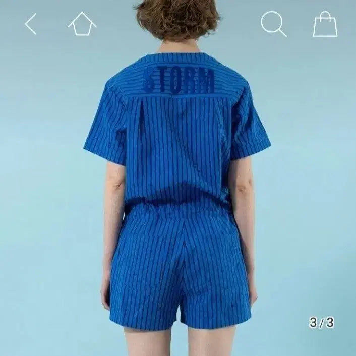 [BUNJANG] Storm London Blue Striped Romper Jumpsuit S / [새상품] 블루 스트라이프 반팔 롬퍼 점프수트 S