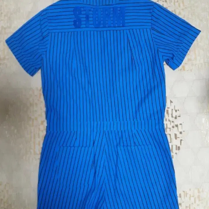 [BUNJANG] Storm London Blue Striped Romper Jumpsuit S / [새상품] 블루 스트라이프 반팔 롬퍼 점프수트 S