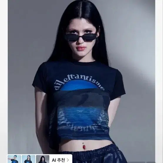 [BUNJANG] 딜레탕티즘 달 그래픽 크롭 티셔츠 / 딜레탕티즘 달 그래픽 크롭 티셔츠