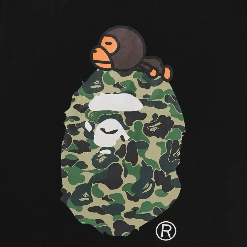 [SOLD OUT] 베이프 ABC 카모 마일로 온 빅 에이프 티셔츠 블랙 그린 [S]