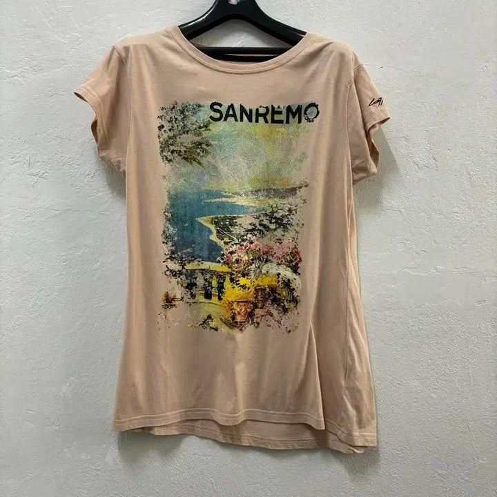 [BUNJANG] LOTTO ITALY Beige Cotton T-shirt / LOTTO ITALY 반팔 티 여 55/66 J5617