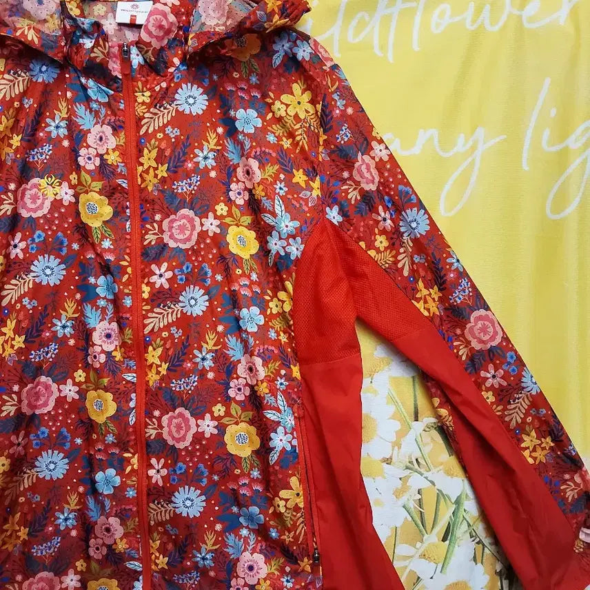 [BUNJANG] WILDROSES 플라워 후드 바람막이 자켓 레드 105 / WILDROSES 플라워 후드 바람막이 자켓 레드 105