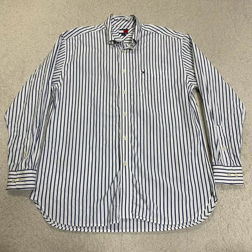 [BUNJANG] Tommy Hilfiger Stripe Long Sleeve Shirt / 타미힐피거 스트라이프 긴팔 셔츠