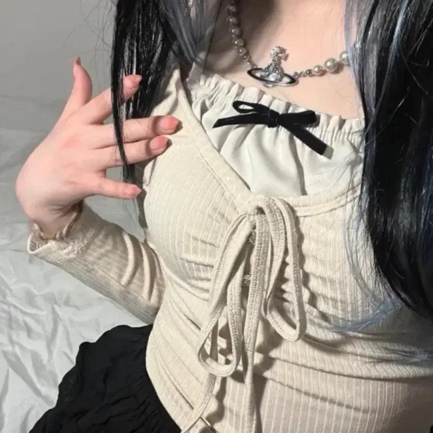 [BUNJANG] Feminine Unique Layered T-Shirt / 페미닌 유니크 레이어드 티
