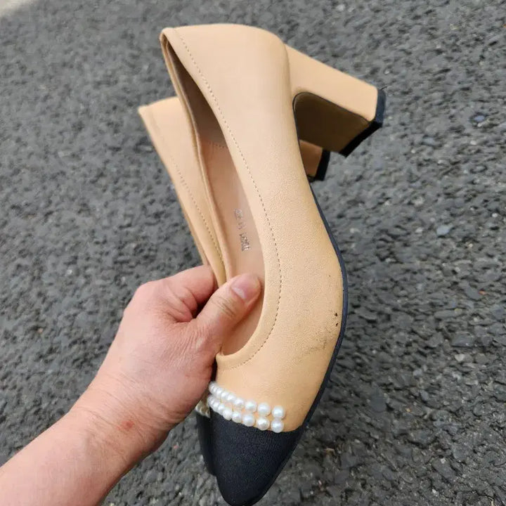 [BUNJANG] TIAD Pearl Accent Pumps Beige / TIAD 진주 배색 펌프스 235 베이지