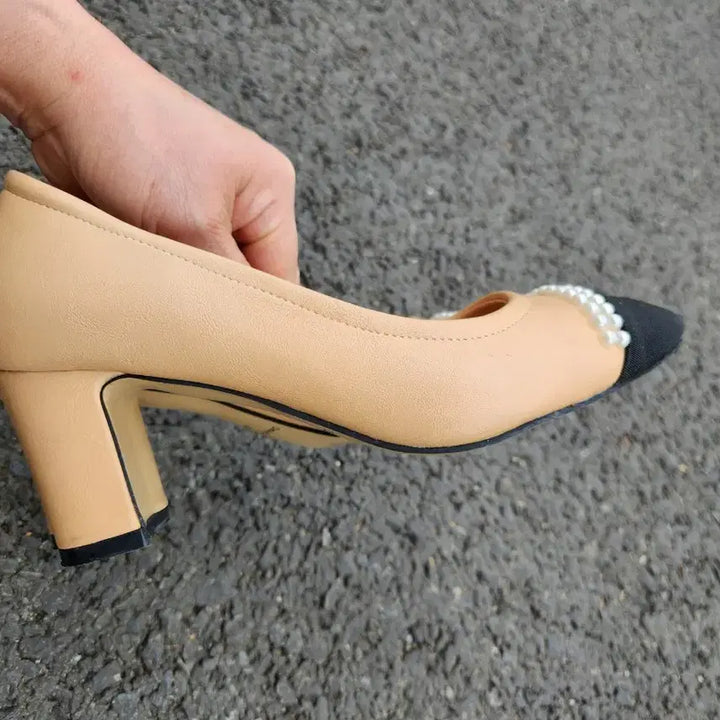 [BUNJANG] TIAD Pearl Accent Pumps Beige / TIAD 진주 배색 펌프스 235 베이지