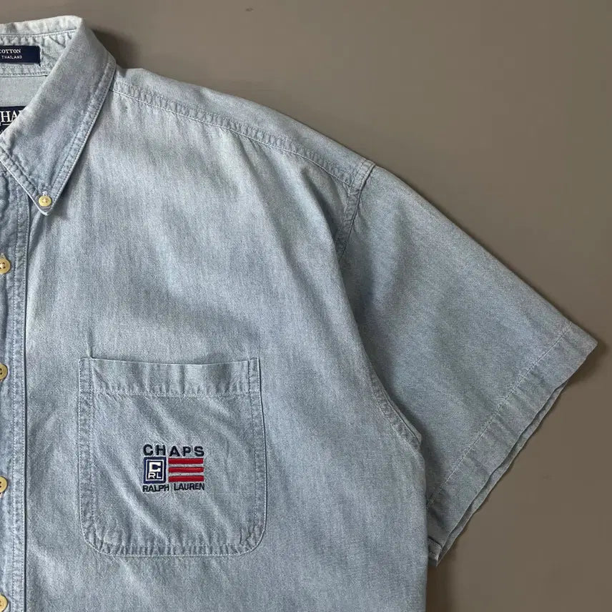 [BUNJANG] Chaps Ralph Lauren 90s Light Wash Denim Shirt L / 챕스 랄프로렌 90s 연청 데님셔츠 L